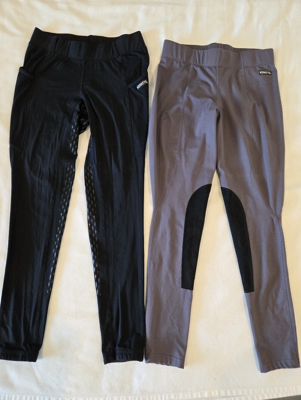2 Pair Kerrits Black Gray Riding Pants Leggings Breeches Size Medium Equestrian